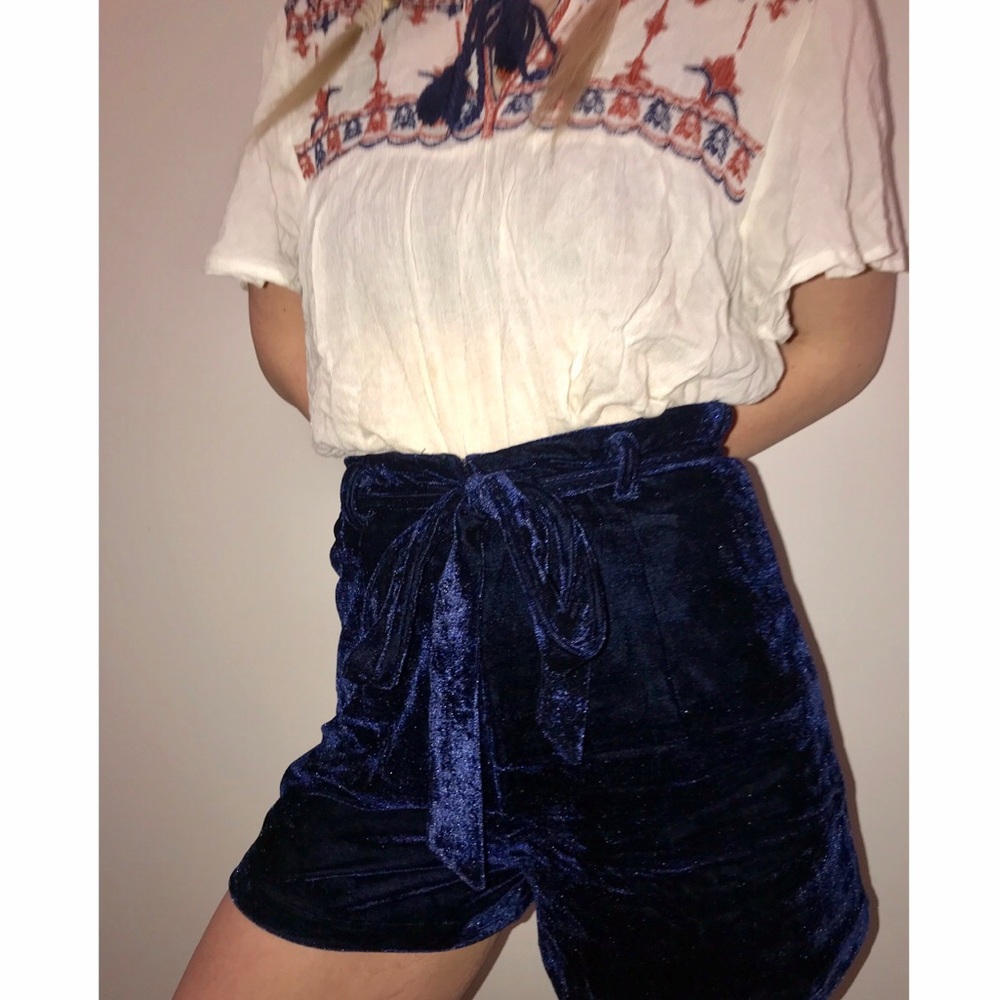 Velvet high waisted shorts